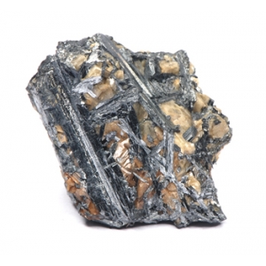Silver grey Xls of Bismuthinite, embedded in massive ankerite Италия
